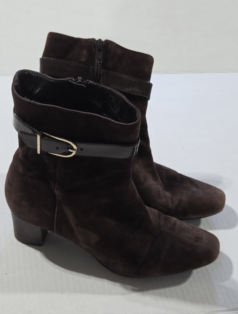 Women’s Brown Suede Ankle Boots with Buckle